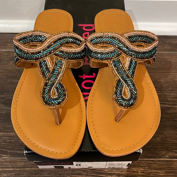 Leather Beaded Sandal Size 8 - Picture 2 of 5